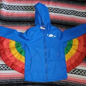 Blue Cloud Raincoat with Rainbow Lining
